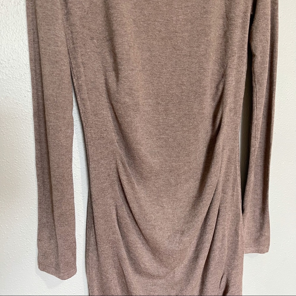 Express Ruched Dress Long Sleeve Brown Size M - Picture 3 of 6